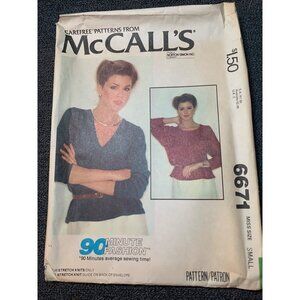 McCalls 6671 Misses Tops Shirt Sewing Pattern Size 10 - 12 1979